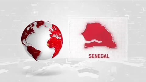 Senegal 4K Tech Map Beside Globe On White Background Stock Footage 338240873