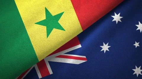 Senegal and Australia two flags textile cloth, fabric texture Stock Illustration