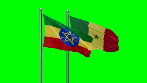 Senegal and Ethiopia two flags Video stock 291485665