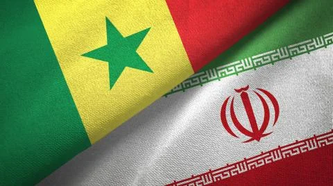Senegal and Iran two flags textile cloth, fabric texture Stock Illustration