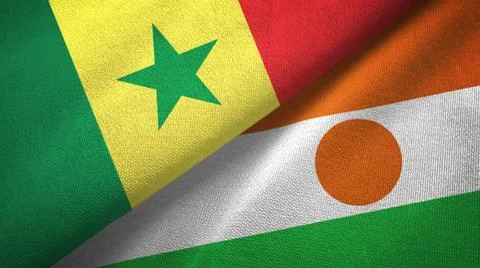 Senegal and Niger two flags textile cloth, fabric texture Stock Illustration