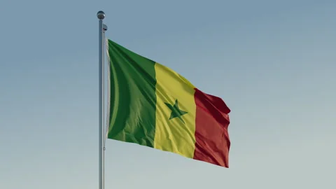 Senegal Dakar Flag loop Cinematic Realistic Waving Blue Sky 스톡 동영상 307686861