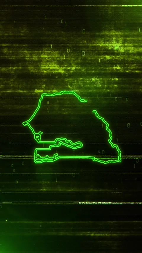 Senegal Digital Futuristic Glitch Map Видео 334594029