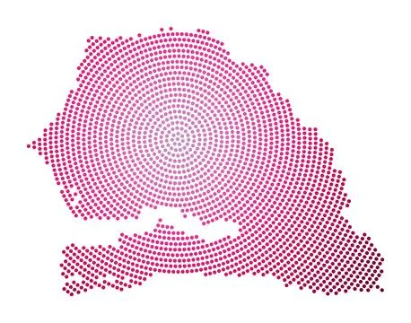 Senegal dotted map. Digital style shape of Senegal. Tech icon of the countr.. Stock Illustration