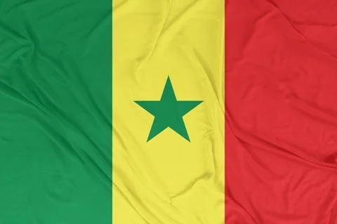 Senegal Dynamic Flag Motion with Intense Wind Waves Stock Photos
