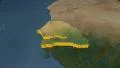 Senegal extruded. Blue Marble. 4k or 4k+ Resolution