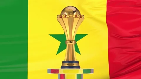 Senegal flag and Afcon trophy Stock Footage 168182670