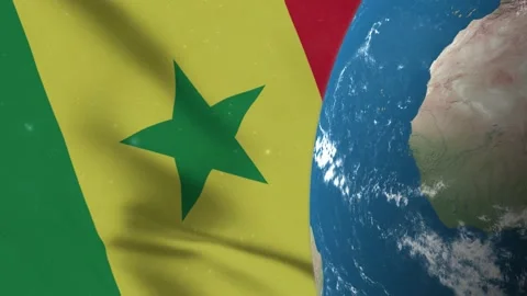 Senegal Flag and Senegal Map on Earth Globe 4K Stock Footage 220783432