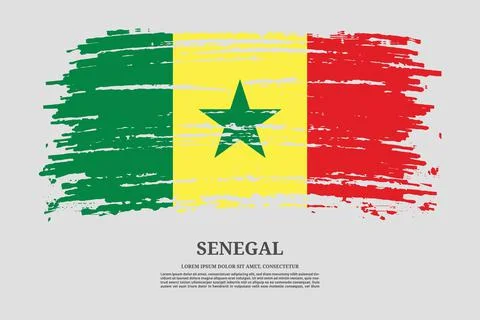 Senegal flag with brush stroke effect and information text poster, vector Illustrazione stock