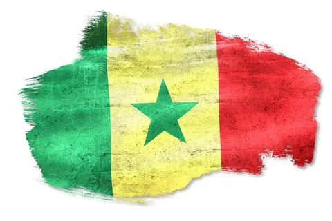 Senegal flag brush stroke representing national identity Stock Illustration