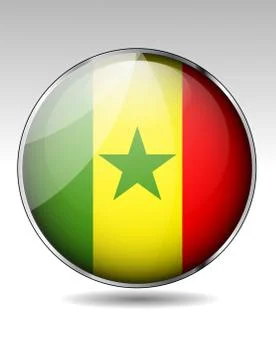 Senegal flag button Stock Illustration