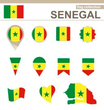 Senegal Flag Collection Stock Illustration