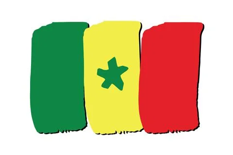 Senegal Flag with colored hand drawn lines in Vector Format Stock Illustration