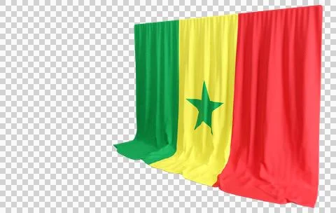 Senegal Flag Curtain in 3D Rendering called Flag of Senegal Stock Illustration