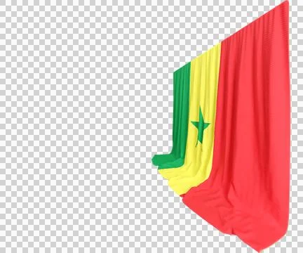 Senegal Flag Curtain in 3D Rendering called Flag of Senegal Stock Illustration