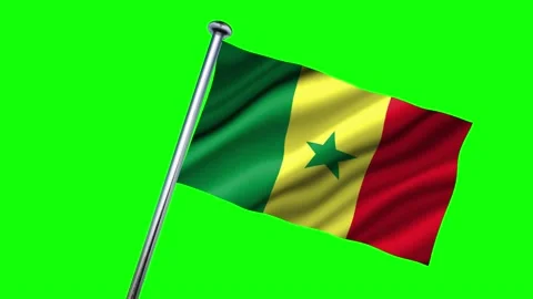 Senegal flag on a flagpole waving in the wind Stock Footage 140594834