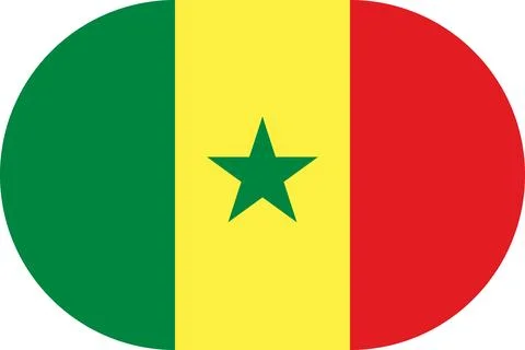 Senegal flag in flat oval design Illustrazione stock