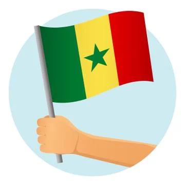 Senegal flag in hand Stock Illustration