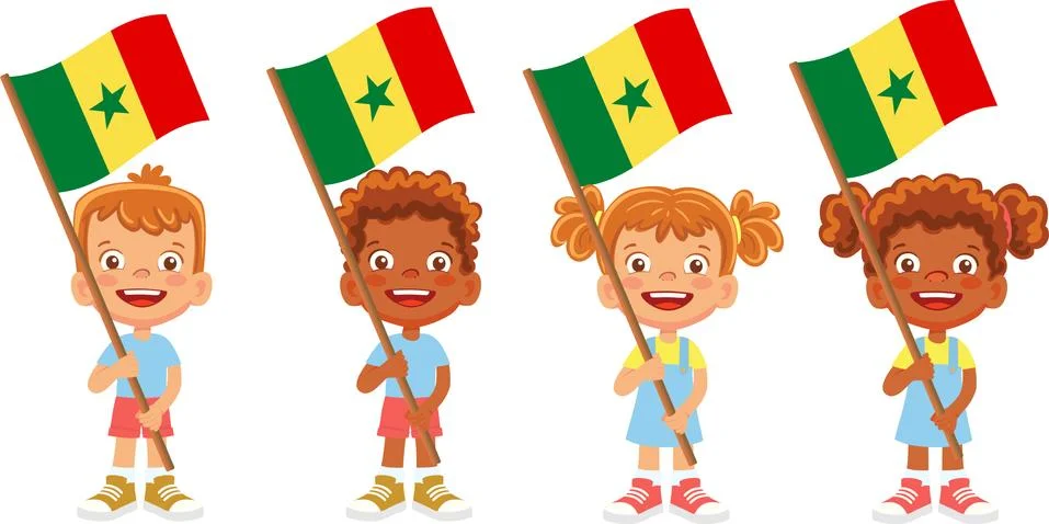 Senegal flag in hand set Stock Illustration