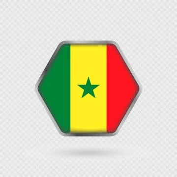 Senegal flag in a hexagon frame. Stock Illustration
