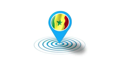 Senegal flag icon 3d GPS location tracking animation in white background Stock Footage 264957980