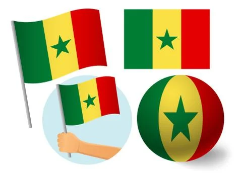 Senegal flag icon set Stock Illustration