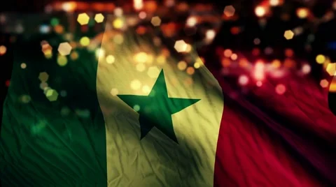 Senegal Flag Light Night Bokeh Abstract Loop Animation 4K Stock Footage 47666496