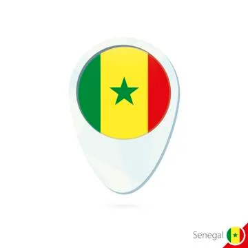 Senegal flag location map pin icon on white background. Stock Illustration