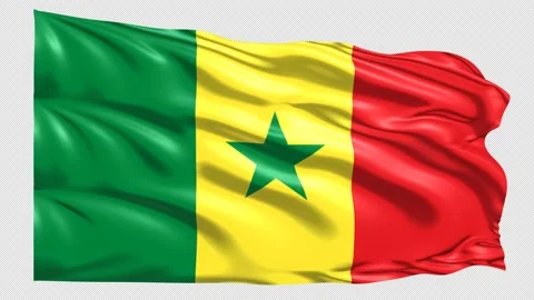 Senegal Flag Loop 4K UHD 3840 x 2160 with alpha channel Stock Footage 221425292