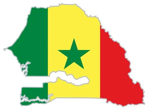 Senegal flag map Stock Illustration
