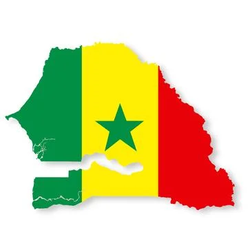 Senegal flag map on white background with clipping path 3d illustration Stock Illustration