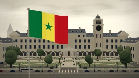 Senegal Flag Over University Campus Quadrangle seamless loop Video stock 344706613