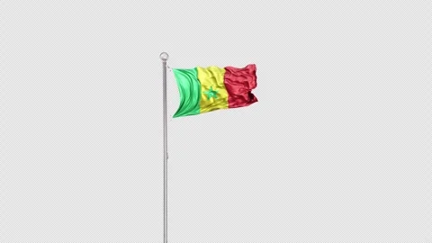 Senegal   Flag Pole  Animation Include Alpha 3D Rendering Video stock 283013060