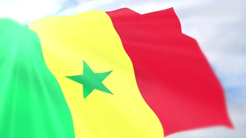 Senegal Flag Seamless Loop 4k 60fps on Sky Background Stock Footage 340620638