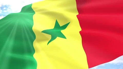 Senegal Flag Seamless Loop 4k 60fps on Sky Background Stock Footage 341568956