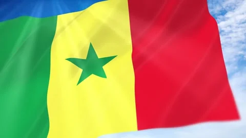 Senegal Flag Seamless Loop 4k 60fps on Sky Background Stock Footage 341677348