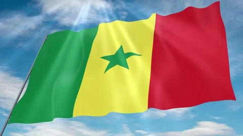 Senegal Flag Seamless Loop 4k 60fps on Sky Background Stock Footage 341765962