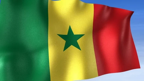 Senegal Flag - Set of 3 Angles with Masks [3WaveSeries] Stock Footage 105307509