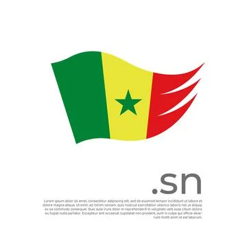 Senegal flag. Vector stylized design senegalese national poster with sn domain Stock Illustration