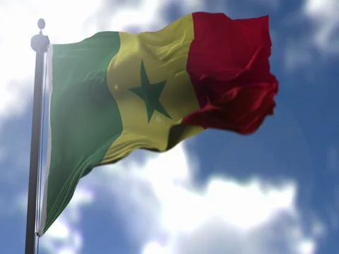 Senegal Flag is Waving Against Blue Sky Stock Footage 77983553