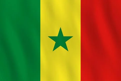 Senegal flag with waving effect, official proportion. Stock Illustration