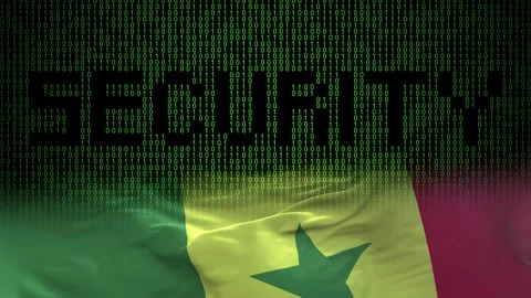 Senegal flag - Waving flag on matrix binary code background Stock Footage 321422547