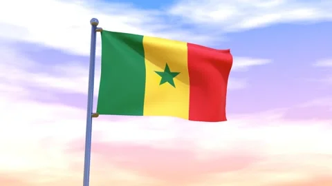 Senegal Flag waving in the high wind Stock Footage 155459189
