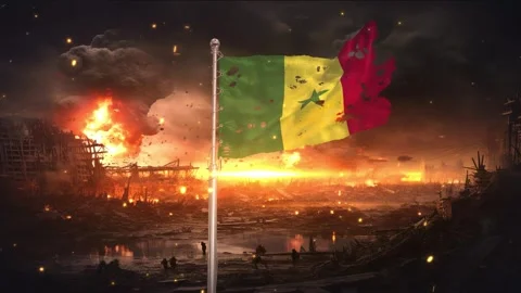 Senegal flag waving in war is torn 動画素材 346103002