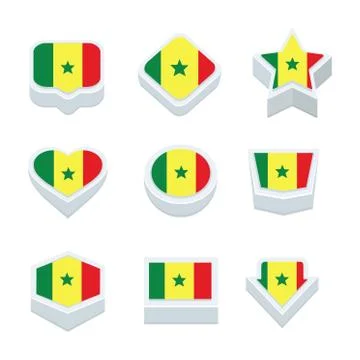 Senegal flags icons and button set nine styles Stock Illustration