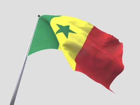 Senegal flying flag isolate on white background 스톡 일러스트