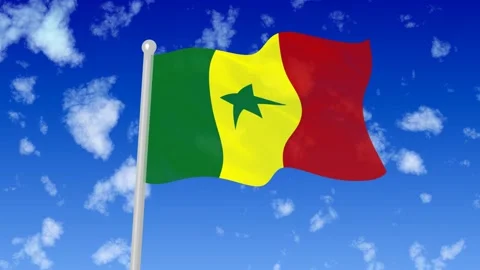 Senegal flying flag wave in the sky with clouds Stock Footage 202601599
