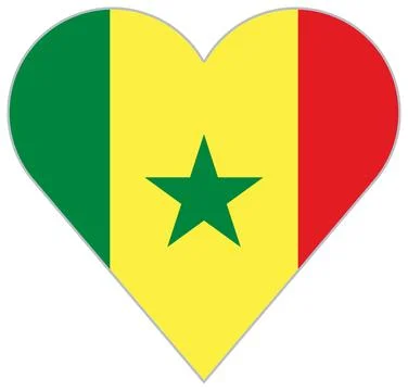 Senegal heart-shaped flag Stock Illustration