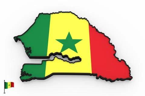 Senegal high detailed 3D map Stock Illustration