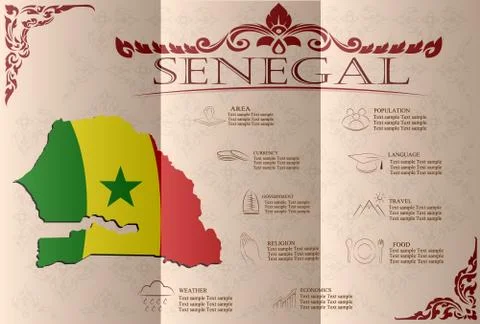 Senegal, infographics, statistical data, sights. Vector illustration Stock Illustration
